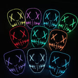 Maxbell Halloween Skull Mask Led Costume Mask EL Wire Light Up Mask Blue