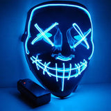 Maxbell Halloween Skull Mask Led Costume Mask EL Wire Light Up Mask Blue