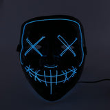 Maxbell Halloween Skull Mask Led Costume Mask EL Wire Light Up Mask Blue