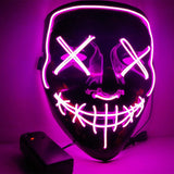 Maxbell Halloween Skull Mask Led Costume Mask EL Wire Light Up Mask Pink