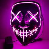 Maxbell Halloween Skull Mask Led Costume Mask EL Wire Light Up Mask Pink