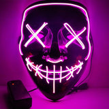 Maxbell Halloween Skull Mask Led Costume Mask EL Wire Light Up Mask Pink