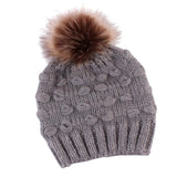 Maxbell Winter Warm Hats Baby Knitting Beanie Toddler Mohair Pom Pom Cap Grey