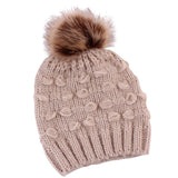 Maxbell Winter Warm Hats Baby Knitting Beanie Toddler Mohair Pom Pom Cap Khaki