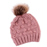 Maxbell Winter Warm Hats Baby Knitting Beanie Toddler Mohair Pom Pom Cap Pink