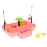 Maxbell Kids Baby Electronic Add Water Circulating Fishing Game Toy Set with Music & Sound Swimming Pool Toy - 6 Ducks Pink