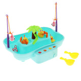 Maxbell Kids Baby Electronic Add Water Circulating Fishing Game Toy Set with Music & Sound Swimming Pool Toy - 3 Duck + 3 Fish Blue