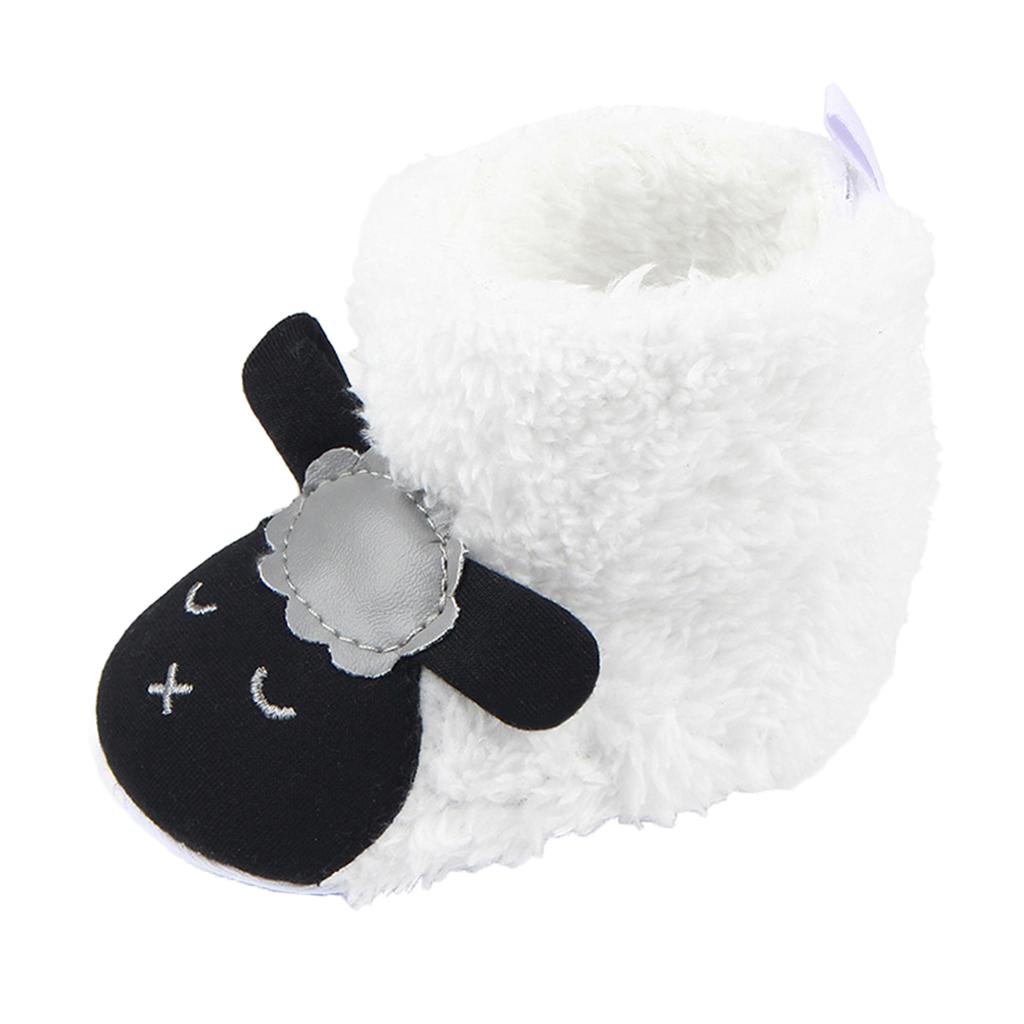 Maxbell Cute Cartoon Animal Unisex Kids Fleece Shoes Baby White for 9-12 months