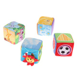 Maxbell 4pcs Baby Cloth Building Blocks Rattle Toy Grab Stack Cubes Learning Toys