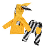 Max 2pcs Baby Clothes Hooded T-shirt Tops+Pants Outfits Set 12-18M Yellow