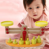 Maxbell Wooden Balance Scale with 6 Pieces Weights Kids Preschool Educational Toy