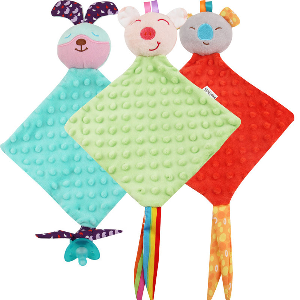 Maxbell Baby Kids Teething Blanket Soft Animal Plush Security Tag Blankets Blue