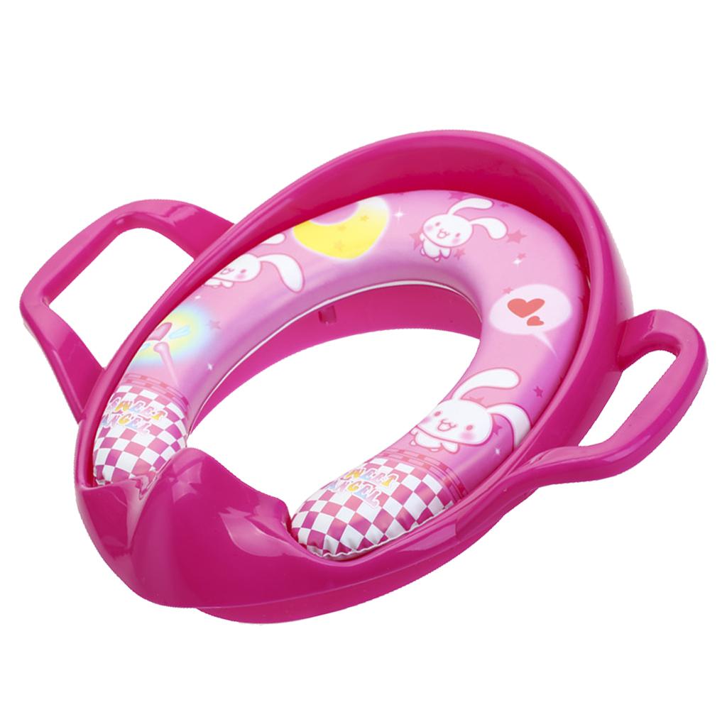 Maxbell Soft Padded Potty Training Seat Kids Baby Toilet With Handles Rose Red