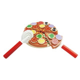 Maxbell Kids Pretend Play Simulation Wooden Sticky Pizza Kitchen Food Play Cutting Baby Role Playing Game Toy