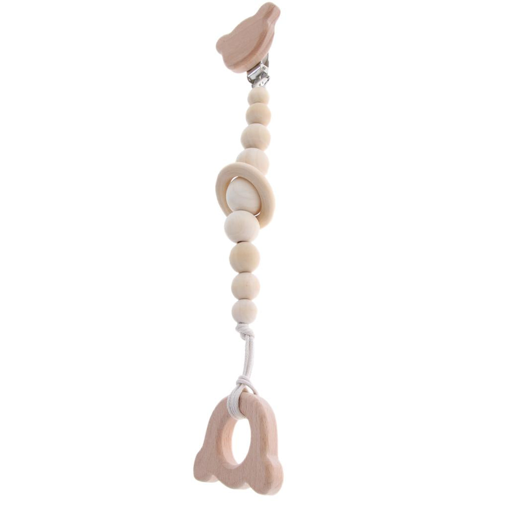 Maxbell Baby Dummy Holder Pacifier Clips Soother Chains Cartoon Wooden Bead Bear