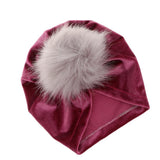 Maxbell Newborn Infant Baby Winter Beanie Soft Velvet Turban Indian Hat Purple