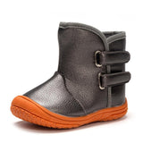 Baby PU Leather Rubber Soles Warm Snow Boots Grey (for 9-12Months)