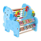 Maxbell 3 in 1 Kid Wooden Elephant Developmental Toy Revolving Number Blocks & Abacus & Beads Maze Colors Shapes Puzzle Learning Toddler Toys