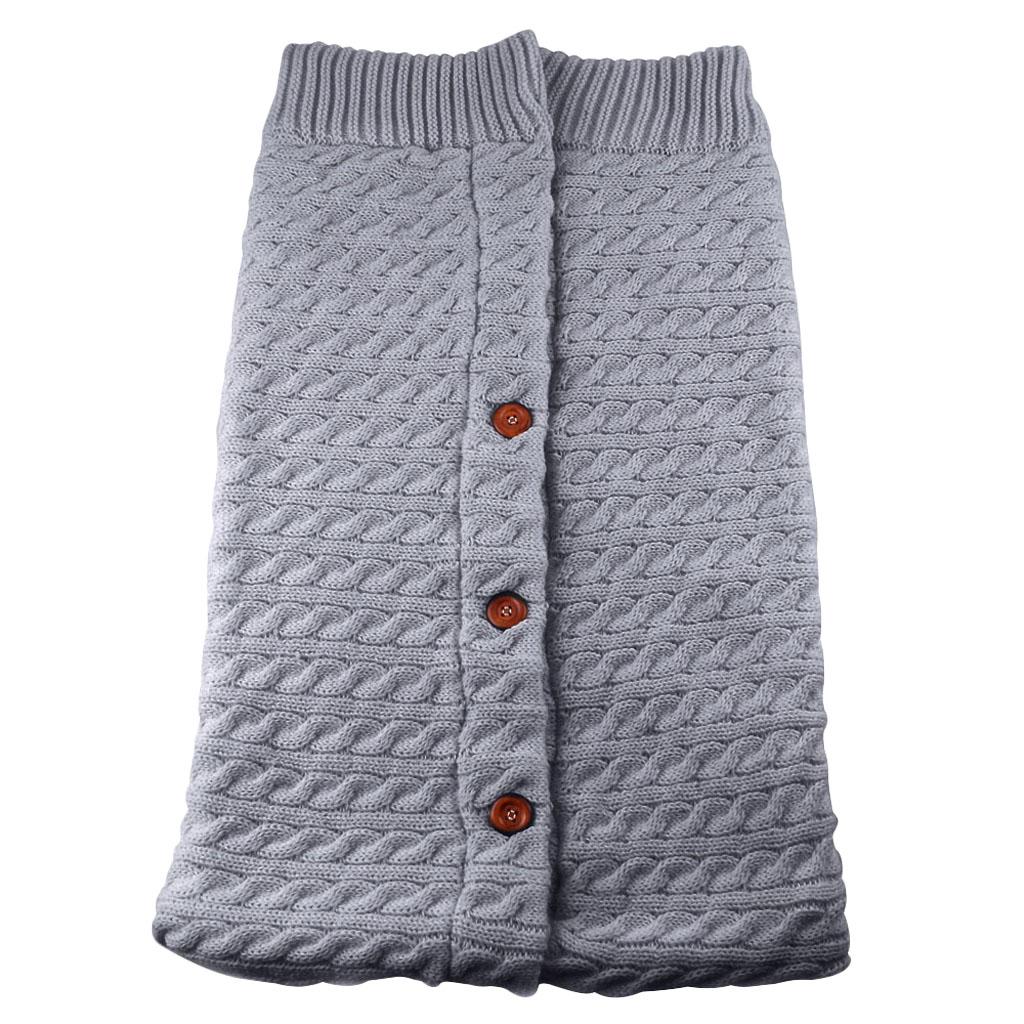 Maxbell Baby Knit Swaddle Wrap Swaddling Blanket Winter Warm Sleeping Bag Grey