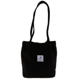 Women Durable Canvas Tote Large Capacity Handbag Corduroy Shoulder Bag Black