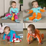 Maxbell Baby Mop Romper Outfit Floors Cleaning Swob Jumpsuit Light Blue+Red 80cm