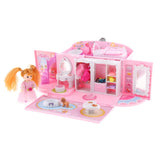 Maxbell Portable Folding Doll House Playset, Kids Pretend Play Princess Dream House with Furniture Toys Set for Girls