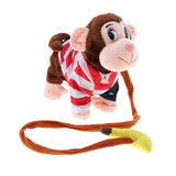 Maxbell Electric Leash Pets Walk Along Toy Stuffed Plush Monkey for Toddlers Kids, Realistic Dancing & Walking Actions with Music #A