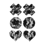 Maxbell 2Pcs Lace Pasties Lingerie Lady Reusable Black for Club party Cross