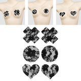 Maxbell 2Pcs Lace Pasties Lingerie Lady Reusable Black for Club party Cross