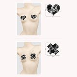 Maxbell 2Pcs Lace Pasties Lingerie Lady Reusable Black for Club party Cross