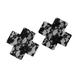 Maxbell 2Pcs Lace Pasties Lingerie Lady Reusable Black for Club party Cross