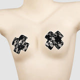 Maxbell 2Pcs Lace Pasties Lingerie Lady Reusable Black for Club party Cross