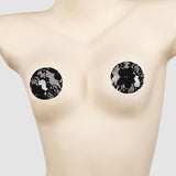 Maxbell 2Pcs Lace Pasties Lingerie Lady Reusable Black for Club party Round