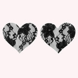 Maxbell 2Pcs Lace Pasties Lingerie Lady Reusable Black for Club party Heart