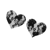 Maxbell 2Pcs Lace Pasties Lingerie Lady Reusable Black for Club party Heart