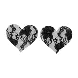 Maxbell 2Pcs Lace Pasties Lingerie Lady Reusable Black for Club party Heart
