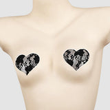 Maxbell 2Pcs Lace Pasties Lingerie Lady Reusable Black for Club party Heart