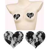 Maxbell 2Pcs Lace Pasties Lingerie Lady Reusable Black for Club party Heart