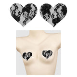 Maxbell 2Pcs Lace Pasties Lingerie Lady Reusable Black for Club party Heart