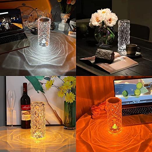 Acrylic Diamond Table Lamp 3 Lighting Colors with Brightness Adjustable USB Crystal Bedside Night Light Decorative Bedroom Nightstand Lamp(1 PCS) - Aladdin Shoppers