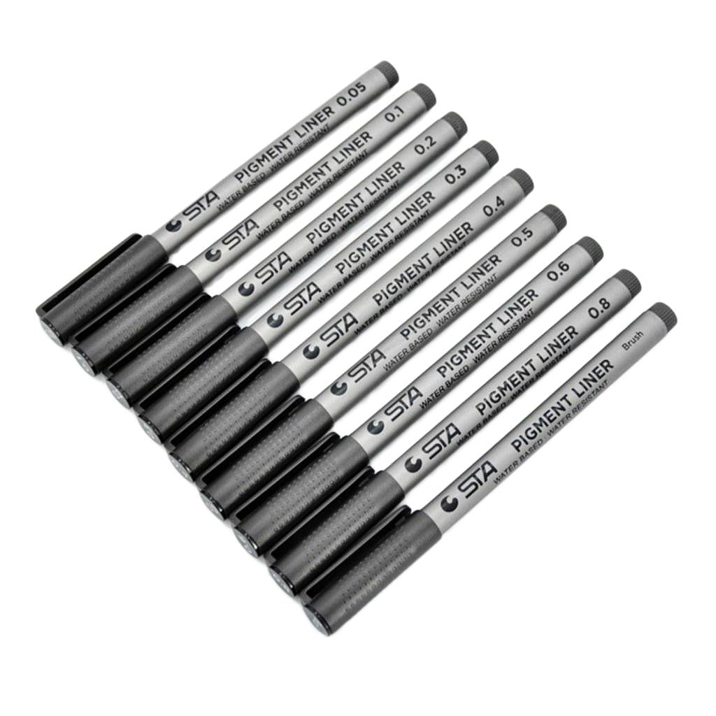 9 Sizes Fine Tip Permanent Marker Pen Sketch Drawing Signature Writing Pen Office School Stationery - Aladdin Shoppers