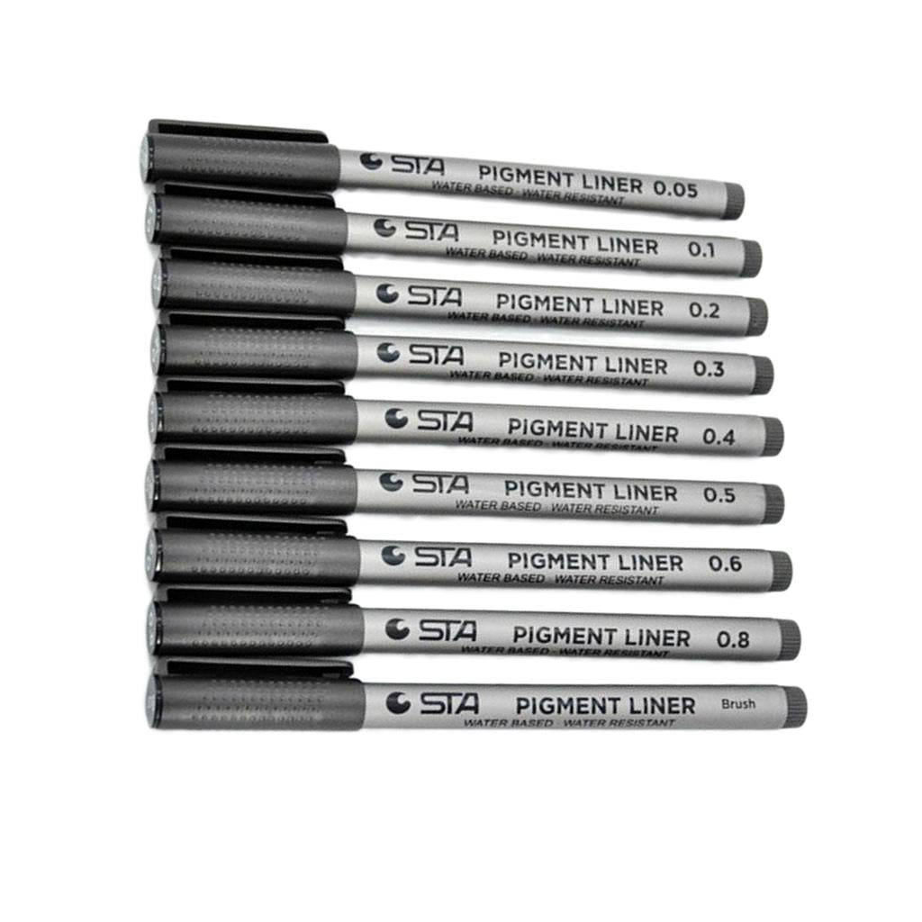 9 Sizes Fine Tip Permanent Marker Pen Sketch Drawing Signature Writing Pen Office School Stationery - Aladdin Shoppers