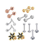 Max 1 Set Nose Lip Tongue Eyebrow Tragus Navel Belly Ring Piercings D