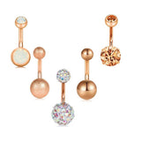 Max Maxb 5 sets Steel Zircon Rhinestone Navel Ring piercing Jewelry  Rose Gold