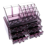 Acrylic 6 Drawers Cosmetic Organizer Makeup Brush Lipstick Jewelry Storage Case Display Stand for Bathroom Dresser Vanity Countertop- Purple - Aladdin Shoppers