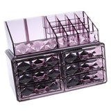 Acrylic 6 Drawers Cosmetic Organizer Makeup Brush Lipstick Jewelry Storage Case Display Stand for Bathroom Dresser Vanity Countertop- Purple - Aladdin Shoppers
