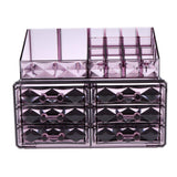 Acrylic 6 Drawers Cosmetic Organizer Makeup Brush Lipstick Jewelry Storage Case Display Stand for Bathroom Dresser Vanity Countertop- Purple - Aladdin Shoppers