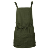 Adjustable Canvas Apron with Multi Pocket and Waist Ties, 26x10", Men & Women Bib Apron for Cooking, Baking, Crafting, Gardening, Painting, Drawing - Aladdin Shoppers