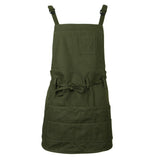 Adjustable Canvas Apron with Multi Pocket and Waist Ties, 26x10", Men & Women Bib Apron for Cooking, Baking, Crafting, Gardening, Painting, Drawing - Aladdin Shoppers