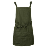 Adjustable Canvas Apron with Multi Pocket and Waist Ties, 26x10", Men & Women Bib Apron for Cooking, Baking, Crafting, Gardening, Painting, Drawing - Aladdin Shoppers